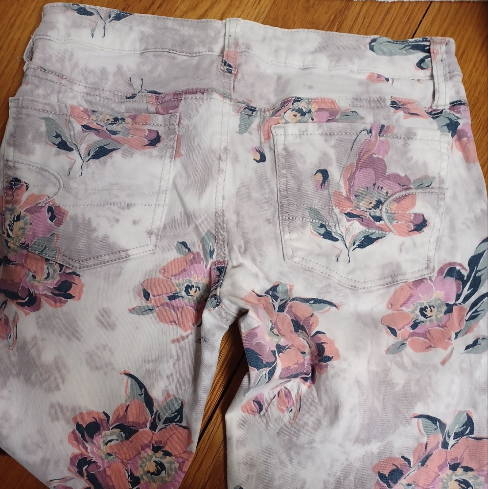 Floral tye dye american eagle Outfitters jegging womens size 6 ankle zip